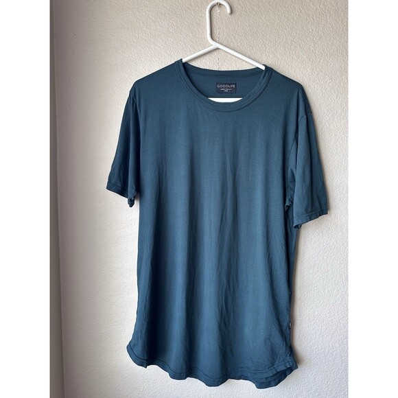 Goodlife T-Shirt Men’s Large Green Crew Neck Scallop Curve Hem USA Supima Cotton - Picture 1 of 7